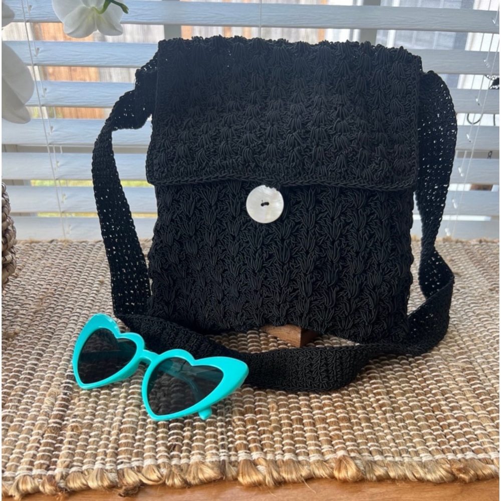 crochet  black handbag